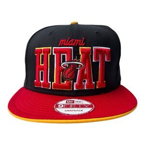 Miami Heat New Era 9Fifty Hardwood Classics Snapback Hat – Red/Yellow – NWT